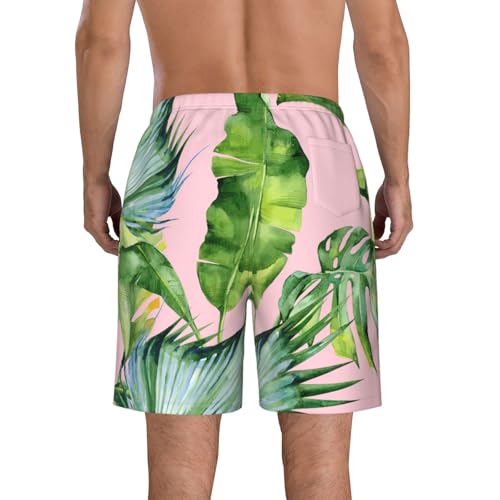 Fresh Banana Leaves Print Mens Casual Shorts Drawstring Summer Beach Stretch Shorts Novelty Swimtrunks3