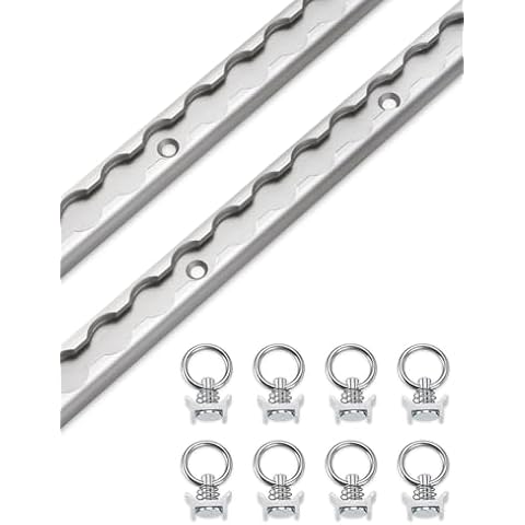 SPARKWHIZ 2pcs 4ft Aluminum L Track Rail with 8pcs Single Stud Fittings, L Track Tie Down System for Enclosed Trailer, Trucks, Vans, Pickup Cover