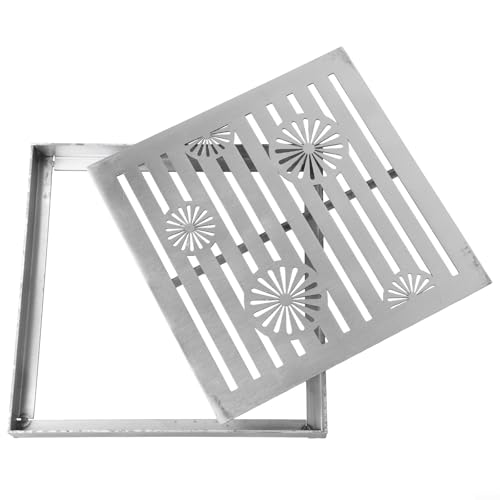 Jotekonoby Grille de vidange en acier inoxydable pour extérieur, 200 x 200 x 20 mm et 300 x 300 x 20 mm pour allée de jardin, tranchée d'eau de pluie avec Bru antidérapant (200 x 200 x 20 x 2 mm)