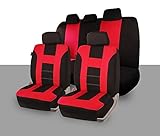 Zone Tech Universal Full Set of Car Seat Covers Racing Style- Red/Black