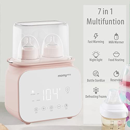 Momyeasy Baby Bottle Warmer, Fast Bottle Warmer 7-In-1 Food Heater&Defrost With Lcd Display, Baby Breast Milk Formula Warmer With 24H Temperature Control (Pink) #TOP1
