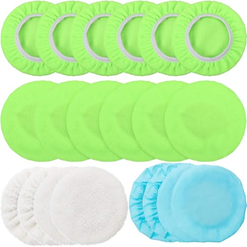 Image of Mudder 5-6 Inches 20 Pcs Car Orbital Buffer Polisher Pad Bonnet, Green