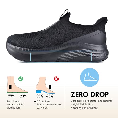 Image of JACKSHIBO Men's Wide Toe Box Slip in Free up Hands Orthopedic Walking Shoes | Slip On Arch Support Casual Sneakers, Zero Drop Cushion Sole, Metatarsal Pads