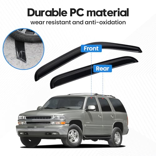 Image of Tahoe Rain Guards - Window Visors for 2000-2006 Chevrolet Tahoe & GMC Yukon SLT SLE Denali /2002-2006 Cadillac Escalade, Out-Channel Side Window Rain Guards for Tahoe Accessories, 4PCS, Black