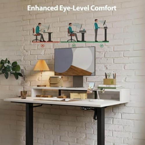 Image of TEKAVO Hirak Height Adjustable Table for Office Work | Electric Standing Table Workstation for Home Office| 100 kg Load Capacity |150L x 60W | WhiteI DIY