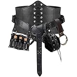 SUMGOGO 5PCS Renaissance Costume Belt Corset Belt Pouch Potion Bottle Vilas Sword Frog Hook Medieval Festival Halloween Accessory (Black, XL-Waist/39-45")