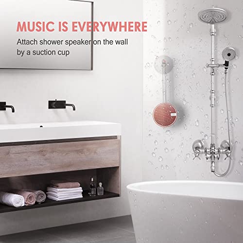 Image of INSMY C12 IPX7 Waterproof Shower Bluetooth Speaker, Portable Small Speaker, Speakers Bluetooth Wireless Loud Clear Sound Support TF Card Suction Cup for Outdoor Kayak Canoe Beach Gift (Cashmere Pink)