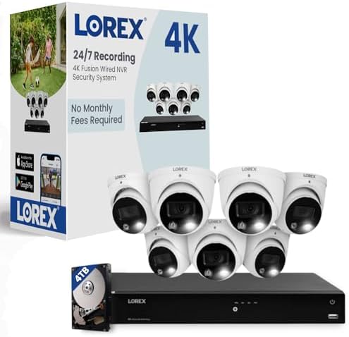 Lorex Fusion 4K 16-Channel 4TB Wired NVR System with Smart Deterrence Dome Security Cameras | Color Night Vision | Smart Motion Detection | Two-Way Talk | IP67 Weatherproof