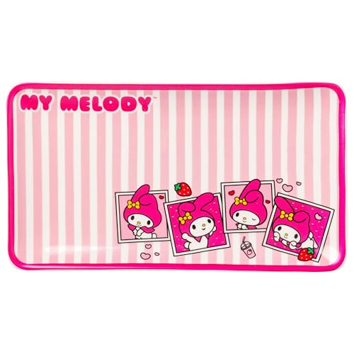 Image of Silver Buffalo Sanrio Hello Kitty and Friends My Melody 3 Piece Boxed Ceramic Sushi Set, Includes Chopsticks, Plate, and Dipping Sauce Dish