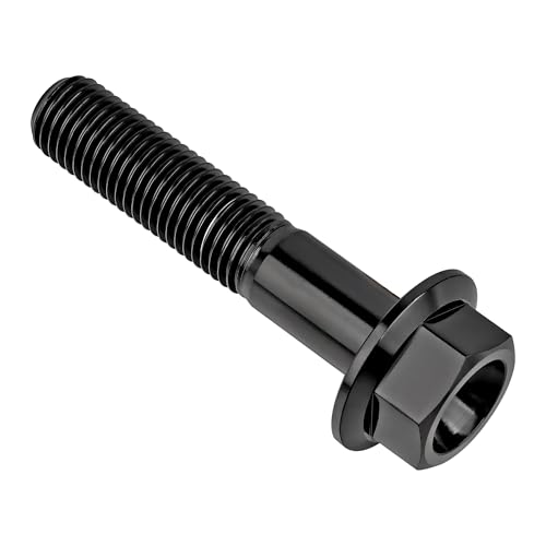 Image of Ti Screws M10 x 20 25 30 35 40 45 50 55 60 65 70 75 80 90 100mm 1.25 Pitch Titanium Flange Hex Bolt Pack of 4 (Black, M10x50mm)