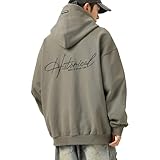 [Easykode] パーカー メンズ 長袖 トレーナー スウェット ショート丈 秋服 プルオーバー おしゃれ 刺繍 スエット プルパーカー 人気 ぱーかー 男女兼用 フード付き とれーなー カジュアル トップス かっこいい 服 ストリート系 フーディー hoodie 秋 冬 春 smoke green XL
