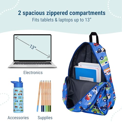 Image of Wildkin 15 Inch Backpack for Kids, Heroes | Ages 5-10, padded straps, side water bottle pocket - coordinates with matching Wildkin lunch boxes and water bottles