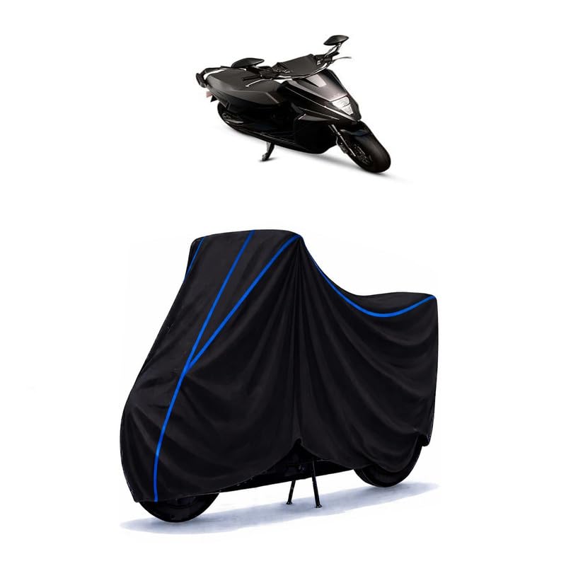 Image of Scooty Cover Water Resistant for Simple One | Universal Scooter & Bike Cover | Heavy Duty UV Dust, Rain & Scratch Protection | Elastic Fit All Weather Indoor Outdoor | Black with Blue Piping