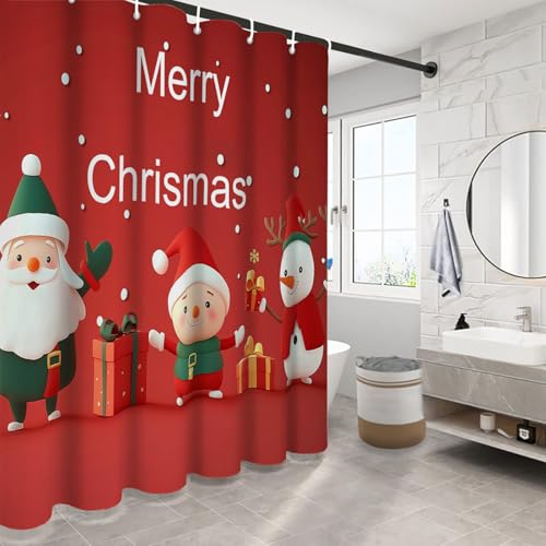 Rideau de douche 180x180cm cerf Noël en tissu polyester imperméable - 5