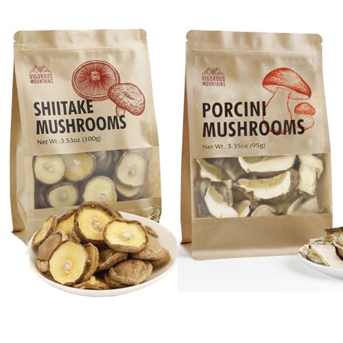 VIGOROUS MOUNTAINS Dried Porcini Mushrooms and Dried Shiitake Mushrooms for Cooking