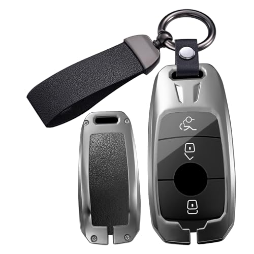 Coque de clé Mercedes en métal et cuir noir ontto étui chic