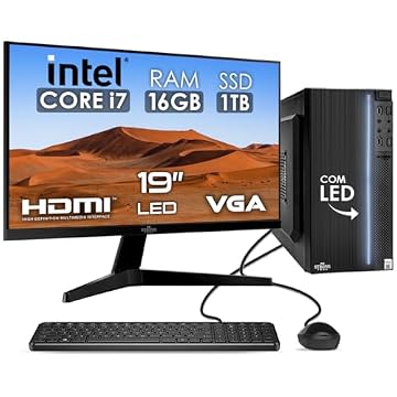 Computador Completo Intel Core i7 16GB SSD 480GB Monitor 19" 4 Núcleos Super Turbo Pc Hdmi Teclado e Mouse Strong Tech