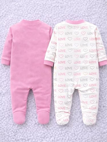 Image of Kidbee Baby Cotton Romper Pack of 2 | 100% Soft Cotton Hosiery | Front Open Snap Buttons | Full Sleeve Footed Sleepsuit | Newborn Baby Clothing Set