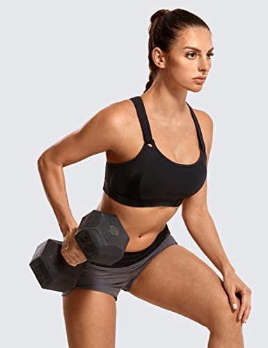 SYROKAN Women's Sports Bra High Impact Front Adjustable Support Lightly Padded Wireless Racerback Workout Running Black_new 32F - Thumbnail 3