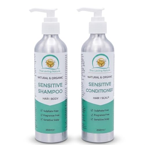 Image of Organic Shampoo & Conditioner Set (2x250ml) – Unscented, Sulfate-Free, For Sensitive Scalp, Dry, Oily & Colour-Treated Hair – Natural & Gentle for Men, Women & Kids