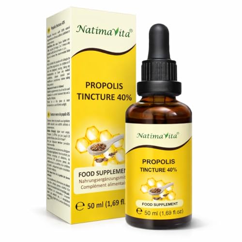 Propolis Tropfen 40% - 50 ml - Pure Hochdosierte Propolis Tinktur - 100% natürliches Extrakt - Immunsystem Unterstützung -Praktische Pipette - NatimaVita