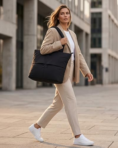 Image of Reebok Womens Tote Bag - Large Lightweight Puffer Travel Tote with Zipper - Carry On Shoulder Bag Work Bags for Women