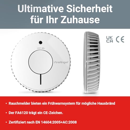 FireAngel FA6120 Rauchmelder mit 10-Jahres-Batterie, Feuermelder, Q-Label – Ansicht 3