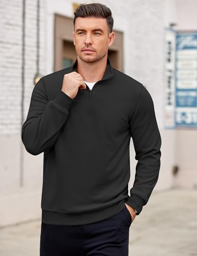 COOFANDY Men's Quarter Zip Pullover Mock Neck Lightweight Sweatshirt Long Sleeve Polo Shirt Business Casual Pullover Top3