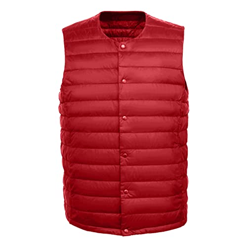 Veste souple pour homme rouge XL col rond en duvet de canard
