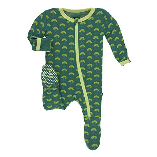 Image of KicKee Pants Print Footie with Zipper, Fitting Long Sleeve Pajama Baby Bodysuit, Ultra Soft Everyday One Piece Loungewear