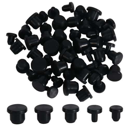 50pcs Silicone Stopper Plugs 5 Sizes Soft Rubber T-Shaped Hole Plugs Waterproof Sealing Covers for Round Holes 4mm-9.5mm Inner Diameter Test Tubes and Bottles