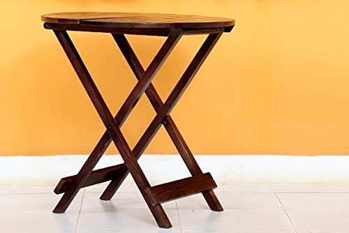 Image of Custom Decor Standard Walnut Finish Folding Chair and Round Table Dining Set (Cappuccino) - 3 Piece