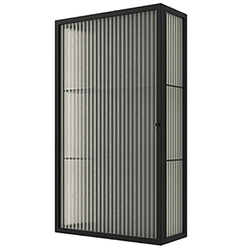 LIUJHGH Armoire Murale avec Porte en Verre, Armoire à Pharmacie en métal pour Salle de Bain, Organisateur Suspendu pour Cuisine, Chambre ou Salon(Noir)
