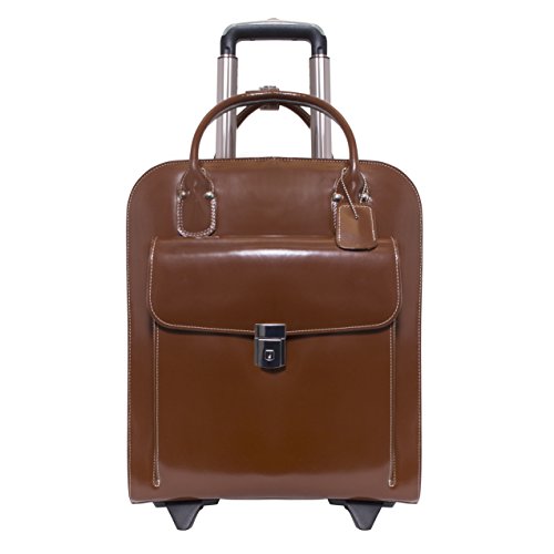 McKLEIN 15" Leather Vertical Wheeled Ladies' Laptop Briefcase- UPTOWN- Brown2