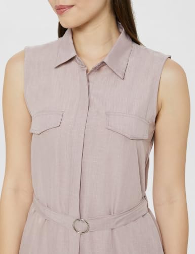 Image of Amazon Brand - Symbol Women's Sleeveless Shirt Dress | Belted Waist, Collared Neck, Knee Length (Available in Plus Sizes)