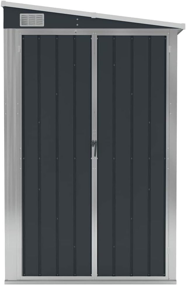 vidaXL Storage Shed, Wall-mounted Garden Shed with Lockable Double Doors, Outdoor Storage Shed for Backyard Patio Lawn, Anthracite Steel