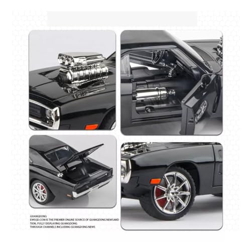 Image of F & F 7 Dodge Charger 1:24 Model Car with Box, Zinc Alloy Pull Back Toy car with Sound and Light for Kids Boy Girl Gift [Colors as Per Stock]
