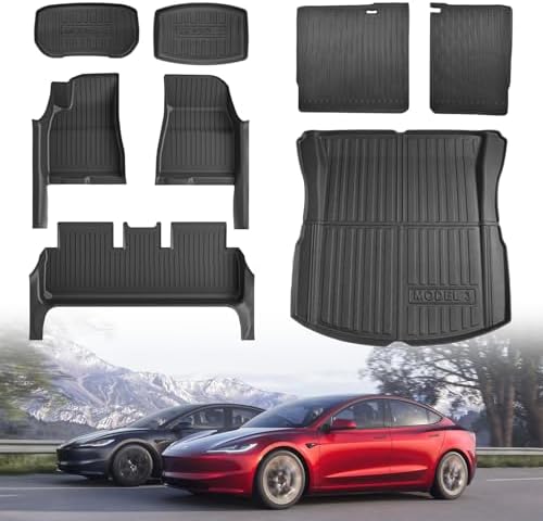 Floor Mat for Tesla Model 3 2024-2025 with Door Sill Protector 8P...