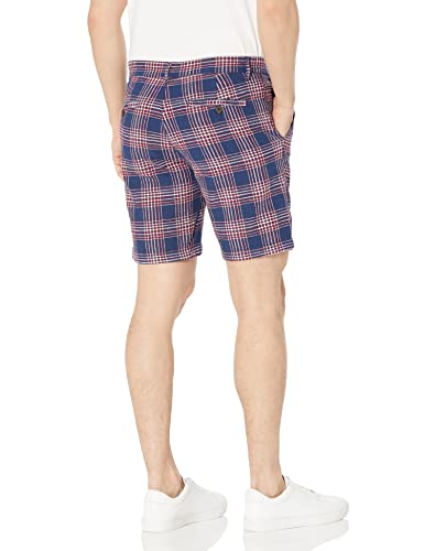 Goodthreads Men's 9" Inseam Linen Cotton Short, Denim/Red, Checked, 36 #TOP1