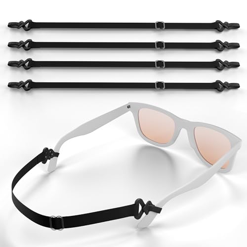 X-Protector Glasses Strap - 4 PCS, Black - Sunglasses Strap with Universal Glasses Holder - Adjustable Eyeglasses Strap - Eye Glasses Holders around Neck & Back of the Head - Keep Glasses Secured!