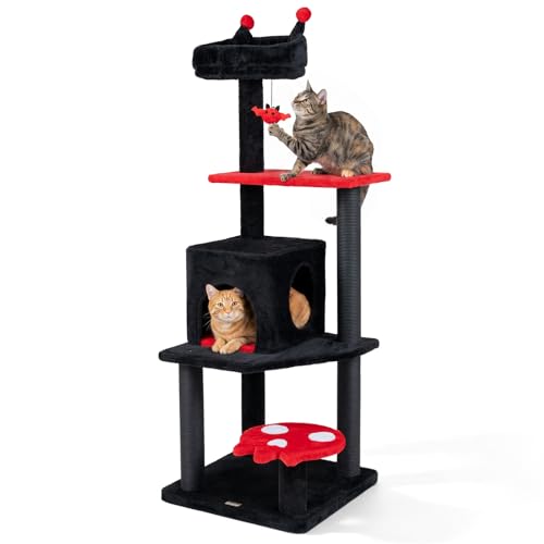 PETSITE Árbol Gótico para Gatos 57 pulgadas Rojo y Negro miniatura 1