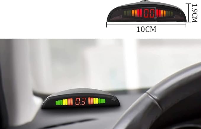 SQUADO Kit 4 Sensori di Parcheggio Wireless Neri con Display LED e Cicalino Acustico Senza Fili Nero