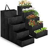 Fanfanwin 5 Tier Vertical Garden Planter 23 Gallon 3.3 x 2.8 x 1.7 ft Raised Garden Bed for Growing Vegetables Herbs Flowers Breathable Plant