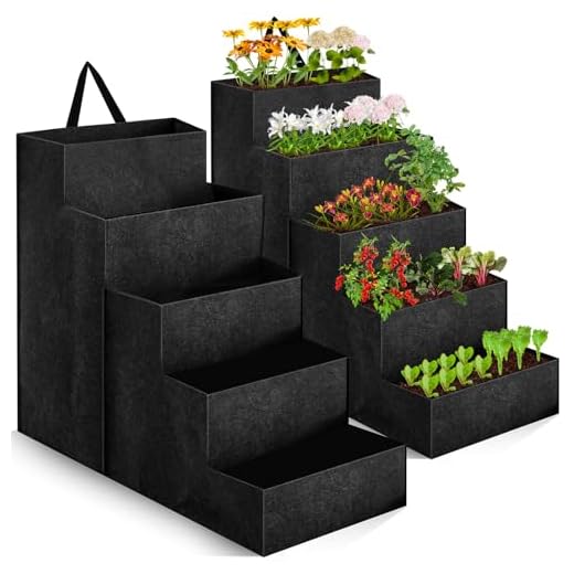 Fanfanwin 5 Tier Vertical Garden Planter 23 Gallon 3.3 x 2.8 x 1.7 ft Raised Garden Bed for Growing Vegetables Herbs Flowers Breathable Plant