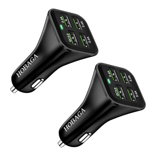 USB Car Charger Adapter[2Pack], QC 3.0 Fast Car Phone Charger, 4-Port Multi 9.6 Amp Cigarette Lighter Adapter Compatible with iPhone 16/15/14/13/12 Pro Max, Samsung Galaxy S22 Note20, LG, Pixel.
