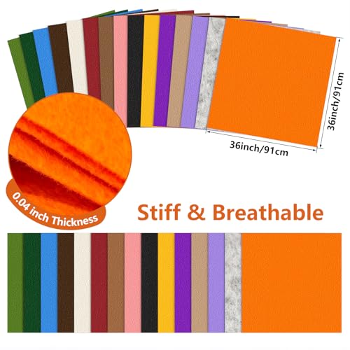 Image of Felt Fabric 36'' X 36'' Large Felt Sheets Stiff Craft Felt by The Yard for DIY Crafts Letter Coaster Flower Ornament Sewing Party Decoration Christmas Supplies Nonwoven (Orange)