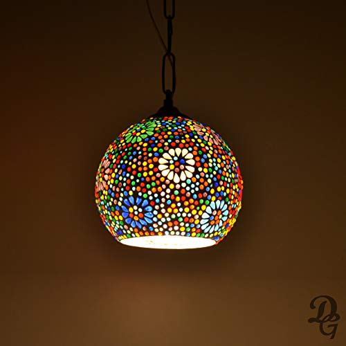 DECENT GLASS Handicraft Pendant Lamp Mosaic Glass Hanging Light for Home D�cor (Small)
