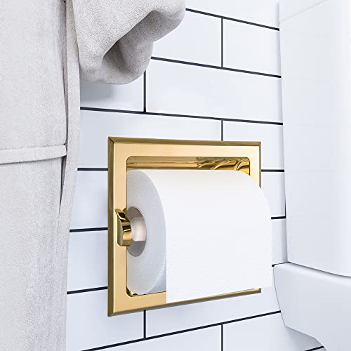 Image of Millbridge Recessed Toilet Paper Holder in Polished Brass