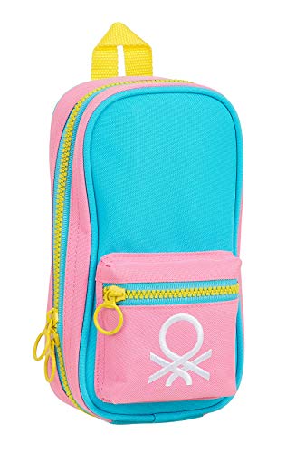 Safta M747, Plumier Mochila Unisex Niños, Rosa/turquesa/amarillo, 12 Cm X 5 Cm X 23 Cm