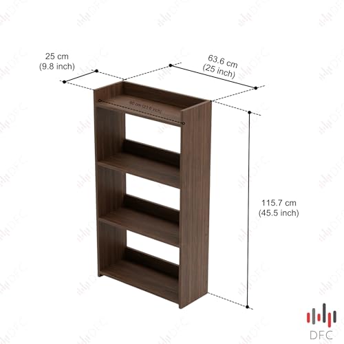 Image of DFC Element Crysta Shelf for Home, Living Room & Bedroom | Engineered Wood Storage Shelf with Open Display Design | Space Saving Organizer for Books, Decor & Daily Essentials (Espresso, 4 Level)